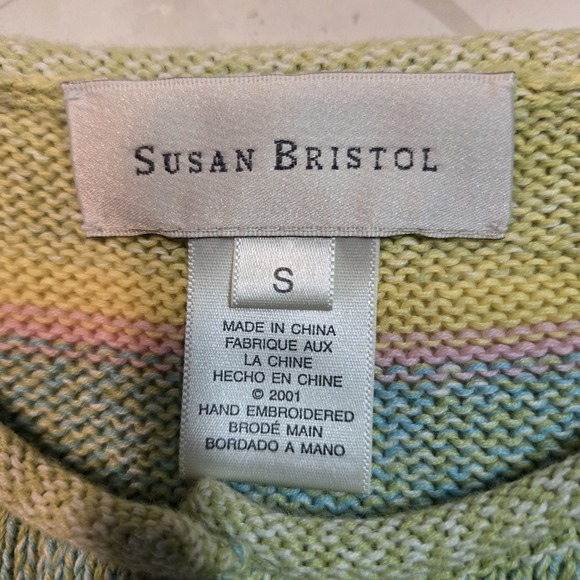 Susan Bristol Size S Short Sleeve Sweater Cardigan Beaded Flamingos 2001 NEW - Picture 6 of 8